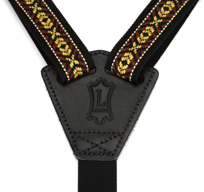 Levy's Leathers 1" Nylon Jacquard Weave Style Classical Guitar and Ukulele Strap; Yellow (M20JN-002) - Image 1